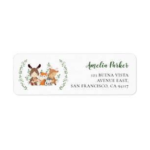 Chic Woodland Green Forest Animaux Retourner Adres