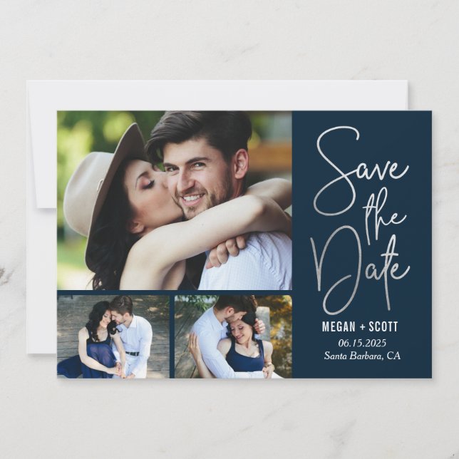 Chic Writing EDITABLE COLOR Save The Date Card (Front)