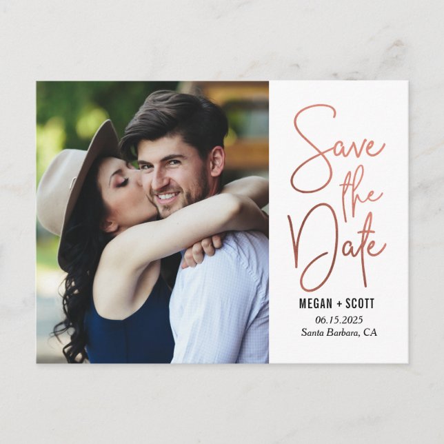 Chic Writing EDITABLE COLOR Save The Date Postcard (Front)