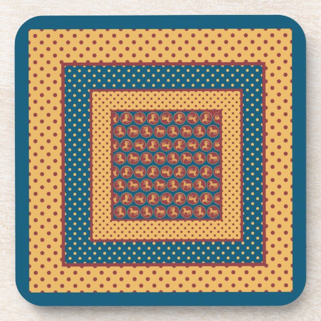 Chic Year of the Horse Square Coaster (Front)