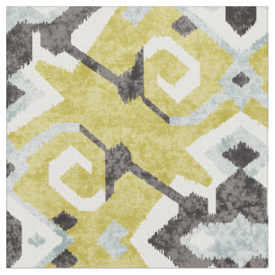 Chic yellow and black ikat tribal pattern fabric
