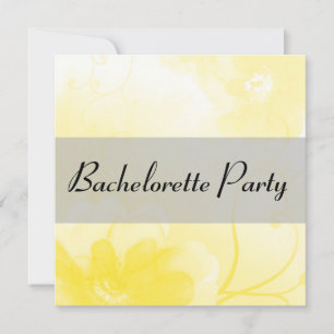 Chic Yellow and Grey Flower Bachelorette Party Invitation