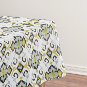 Chic yellow and grey ikat tribal pattern tablecloth