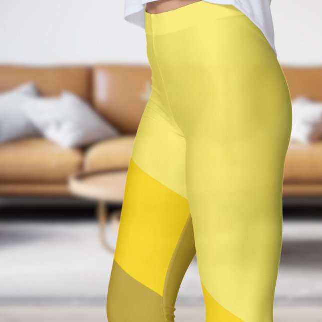 Chic Yellow and Tan Angles Leggings (Chic Yellow and Tan Angles Leggings)