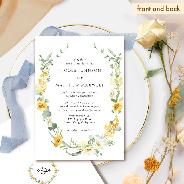 Chic Yellow and White Floral Wedding Invitation (Creator Uploaded)