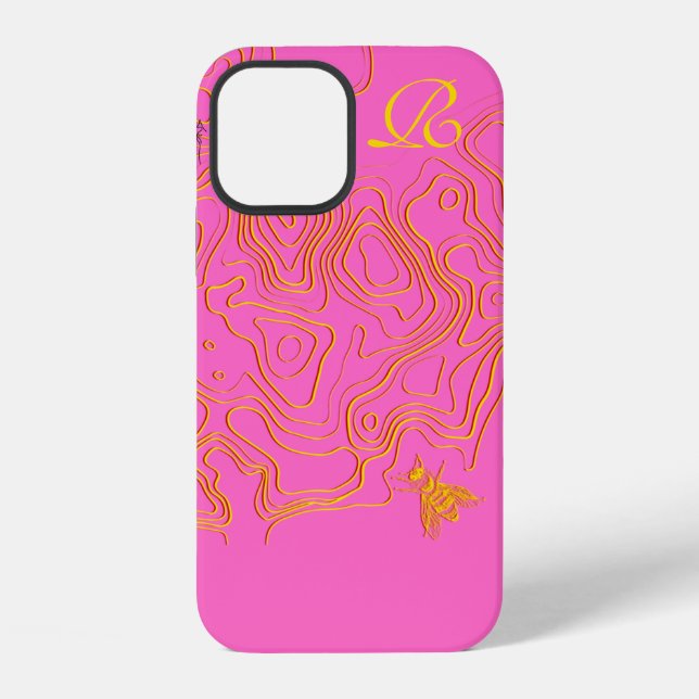 Chic Yellow Bee  Monogram Case-Mate iPhone Case (Back)