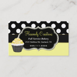 Chic Yellow & Black Custom Bakery Business Card