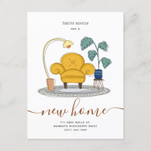 Chic Yellow Couch Living Room New Home Moving Announcement Postcard