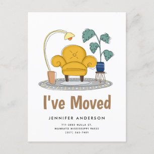 Chic Yellow Couch Living Room New Home Moving Announcement Postcard
