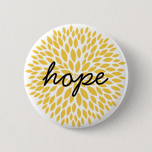 Chic Yellow Floral 2 Inch Round Button (Front)