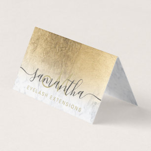 chic yellow gold foil ombre marble eye aftercare business card