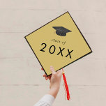 Chic Yellow Hat Class Year Graduation Cap Topper<br><div class="desc">This chic yellow hat class year graduation cap topper is perfect for a modern graduation. The simple design features classic gold yellow and black typography with a black and gold watercolor graduation hat.

Personalize your graduation cap with the year.</div>