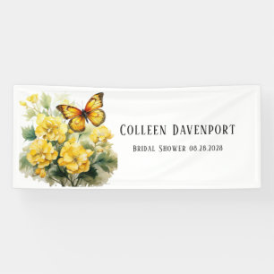 Chic Yellow Hydrangea Butterfly Bridal Shower Banner