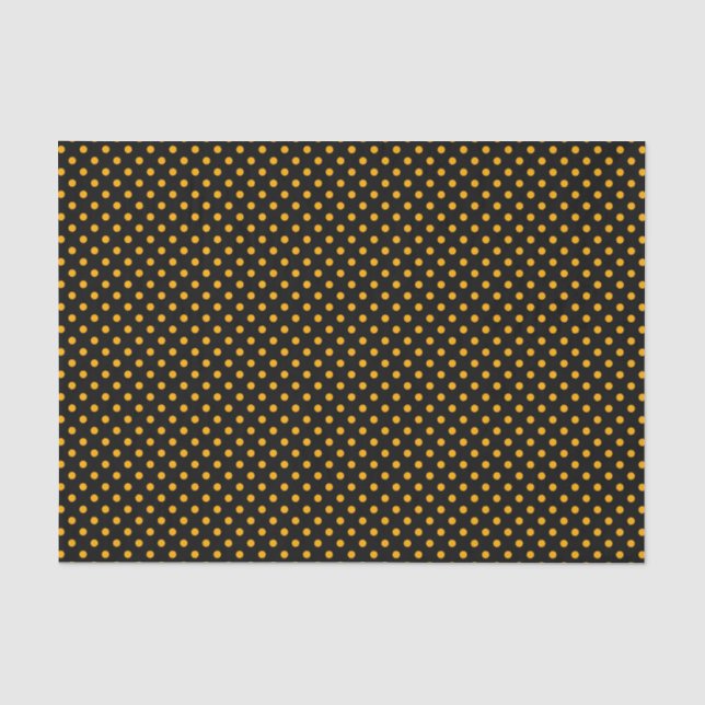 Chic Yellow Polka Dots On Black Tissue Paper (Front)