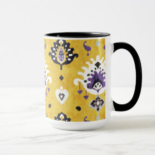Chic yellow purple ikat tribal pattern mug