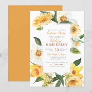 Chic Yellow Spring Daisies Floral Surprise Party Invitation