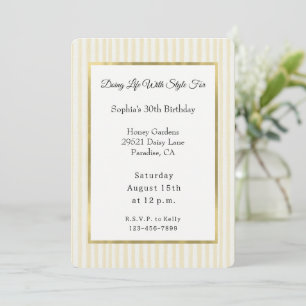Chic Yellow Stripes Birthday Invitation