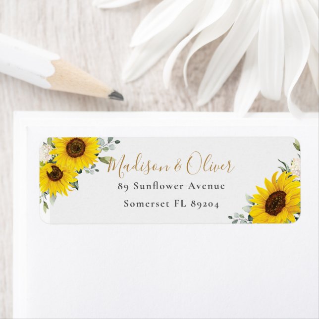 Chic Yellow Sunflower Floral Return Address  (Insitu)
