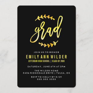 Chic Yellow Watercolor   Graduation Party Invitation
