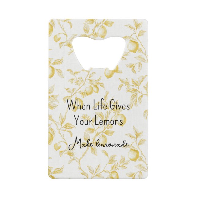 Chic Yellow White Lemons Credit Card Bottle Opener (Front)