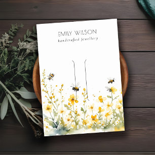 Chic Yellow Wildflower Bumble Bee Hairclip Display Business Card