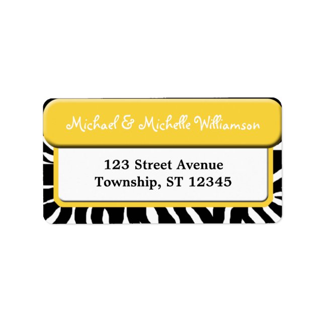 Chic Yellow Zebra Print Address Labels (Front)