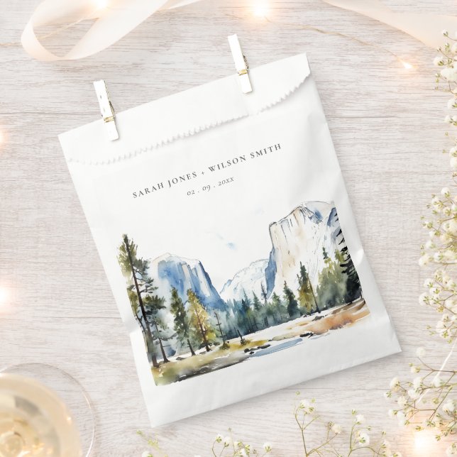 Chic Yosemite National Park CA Watercolor Wedding Favour Bag (Clipped)