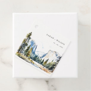 Chic Yosemite National Park CA Watercolor Wedding Favour Tags