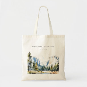 Chic Yosemite National Park CA Watercolor Wedding Tote Bag