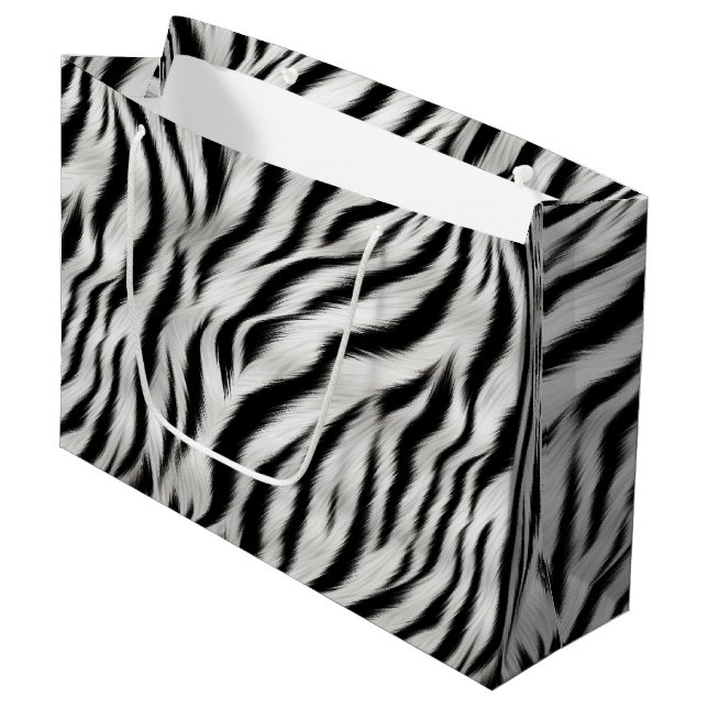 Chic Zebra Animal Print Bridal Shower Large Gift Bag (Front Angled)