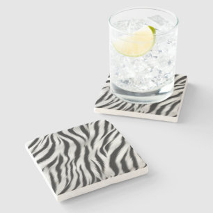 Chic Zebra Animal Print Wedding Stone Coaster