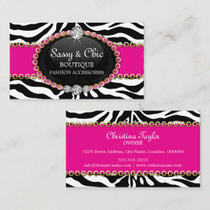 Chic Zebra Fashion Accessory and Jewellery Business Card