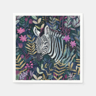 Chic zebra floral napkin