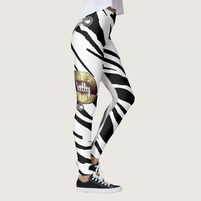 Chic Zebra Pattern Personalized Leggings (Right)