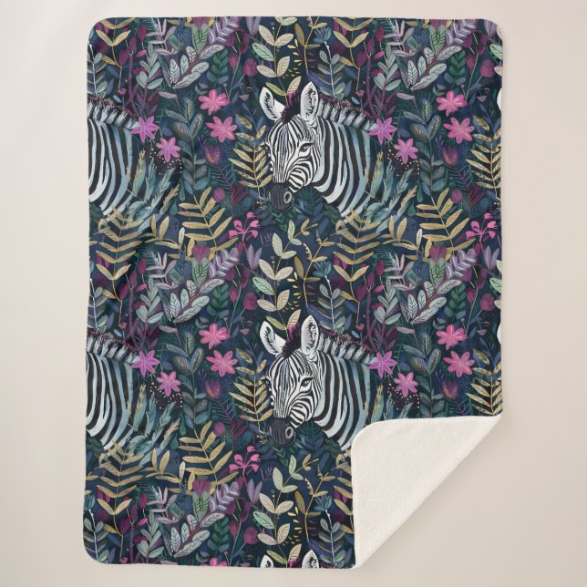 Chic zebra pattern sherpa blanket (Front)