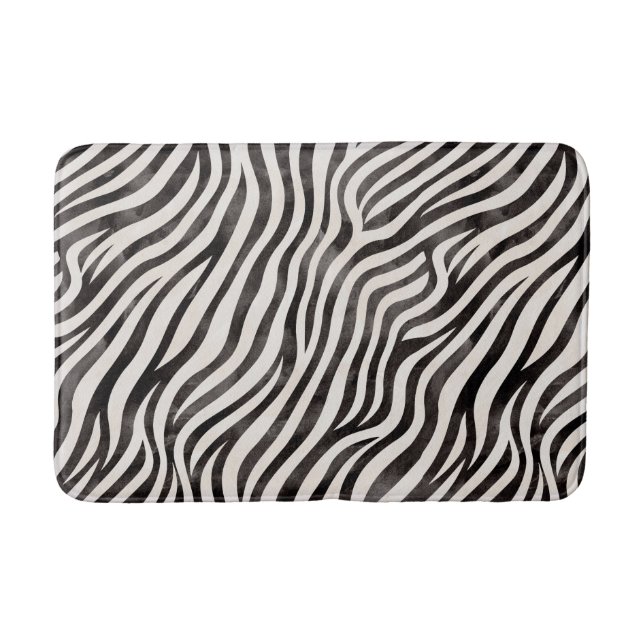 Chic Zebra Print Bath Mat (Front)