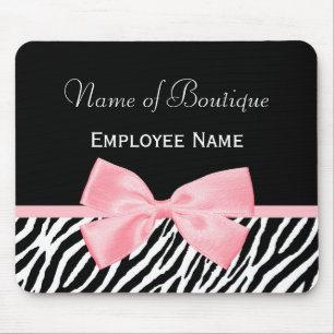 Chic Zebra Print Boutique Light True Pink Ribbon Mouse Pad