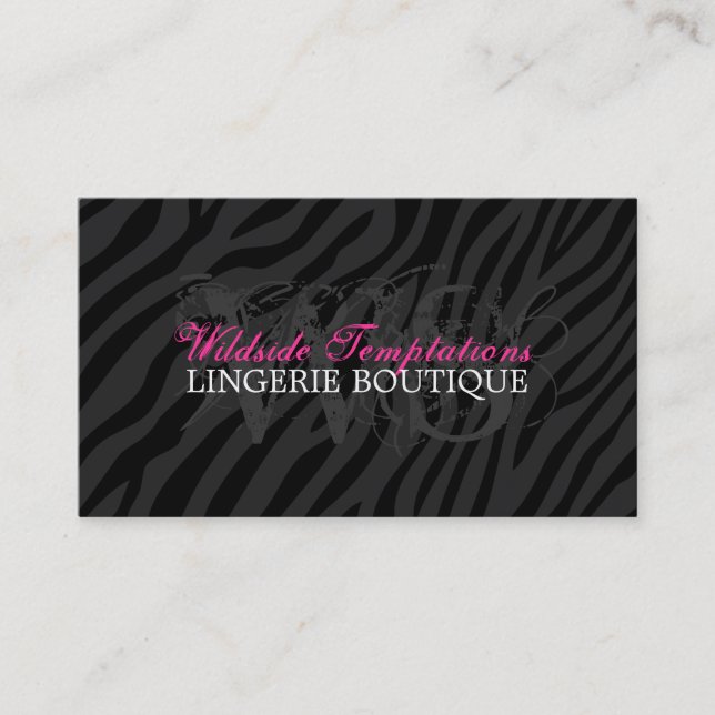 Chic Zebra Print Business Card Template (Front)
