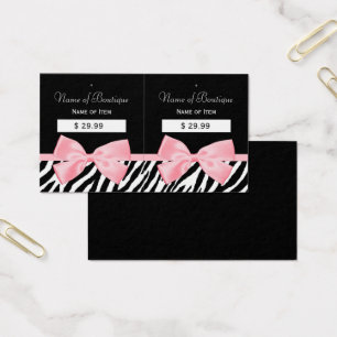 Chic Zebra Print Hang Tags Light True Rose Ribbon