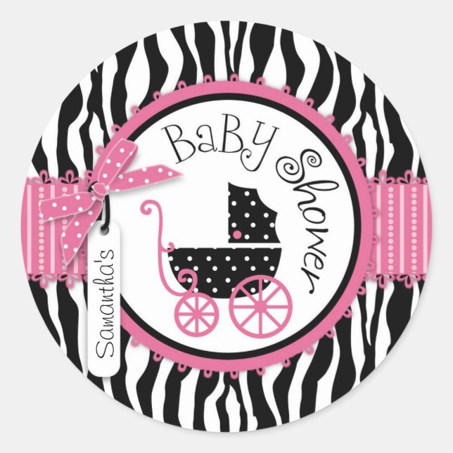 Chic Zebra Print Sticker R-PKBK-2 (Front)