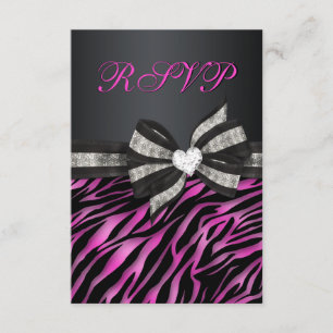 Chic Zebra RSVP With Jewelled Bow Card