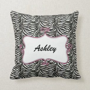 chic zebra stripes personalized throw pillow