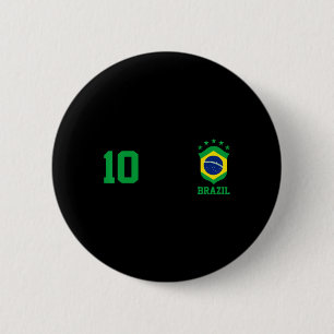 Chica Brazil Flag Brazilian Pride Soccer Jersey No 2 Inch Round Button