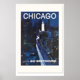 Chicago 1960s Vintage Style Travel Poster Classic