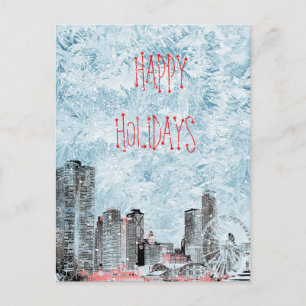 Chicago 2021 Skyline Happy Holidays Postcard