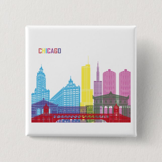 CHICAGO 2 INCH SQUARE BUTTON (Front)