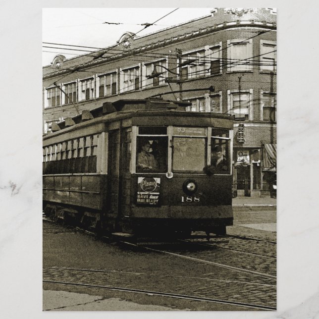 CHICAGO 63RD AND WESTERN 1952 TROLLEY ART SEPIA (Front)
