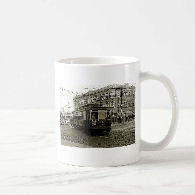 CHICAGO 63RD AND WESTERN 1952 TROLLEY ART SEPIA COFFEE MUG (Right)