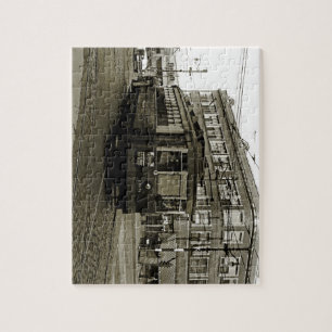 CHICAGO 63RD AND WESTERN 1952 TROLLEY ART SEPIA JIGSAW PUZZLE