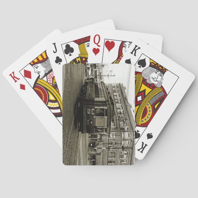 CHICAGO 63RD AND WESTERN 1952 TROLLEY ART SEPIA PLAYING CARDS (Back)